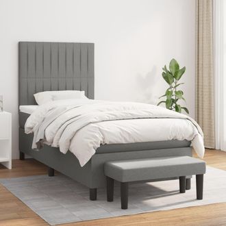 vidaXL Cama Box Spring Con Colch&oacute;n Tela Gris Oscuro 100x200 Cm Vidaxl
