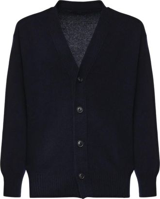 Fay V-hals Knopenvest - Heren - Vesten - Blauw - M - Wol - Truien & Vesten