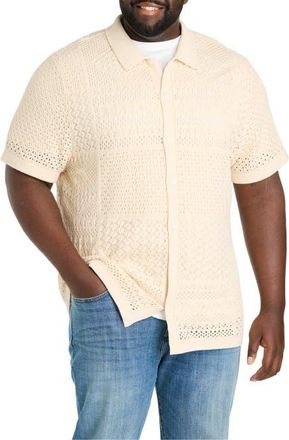 Lucky Brand Big & Tall Crochet Button-Up Sweater in Whitecap at Nordstrom, Size 4X Big