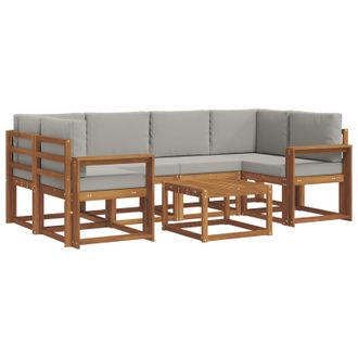 vidaXL Conjunto De Sof&aacute;s De Exterior 7 Pcs Gris Natural Y Claro Vidaxl