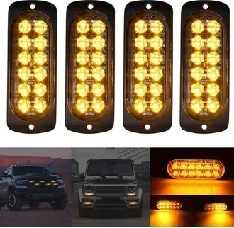 OEM 4 Lampadine Stroboscopiche A Led Da 12-24 V Per Auto, Luci Arancioni Brillanti Per Auto, Luci Stroboscopiche Lampeggianti Per Rimorchio