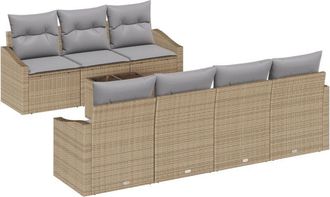 vidaXL Garden Sofa Set with Cushion 8 pcs Beige, Grey 55 x 55 x 37 cm Vidaxl