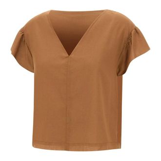 Kaos Blouses, female, Brown, Size: S V-neck ruffled blouse