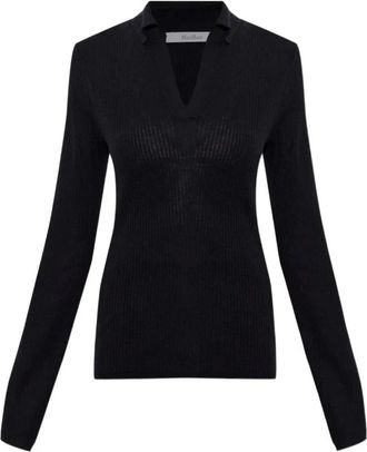 Max Mara Gergo Top - Dames - V-hals truien - Blauw - M - Truien & Vesten