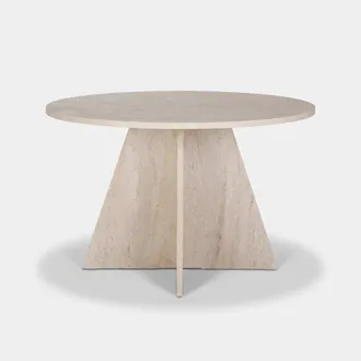 Asir Group LLC Tavolo Da Pranzo Rotondo Design Contemporaneo 120x75h Virella - Beige