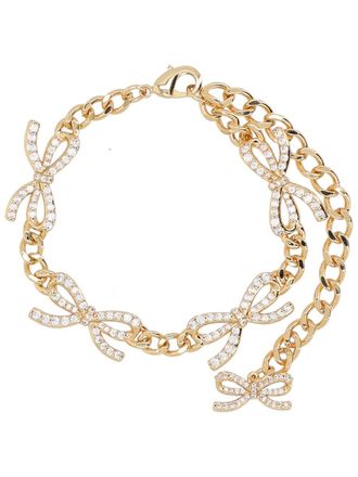 Self Portrait Gold Crystal Bow Bracelet