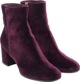 Gianvito Rossi Womens Velvet Margaux Block-Heel Bootie (Authentic Pre-Loved)