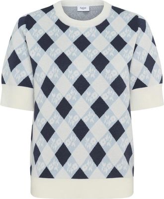 Saint Tropez Blauwe Wolk Gebreide Pullover Mechellesz Stijl - Dames - Ronde hals truien - Blauw - XS - Wol - Truien & Vesten