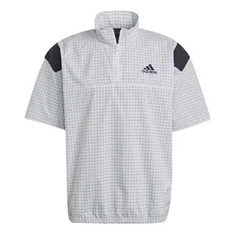 adidas M Primeblue Tee Contrasting Colors Half Zipper Sports Stylish Short Sleeve White GP8655