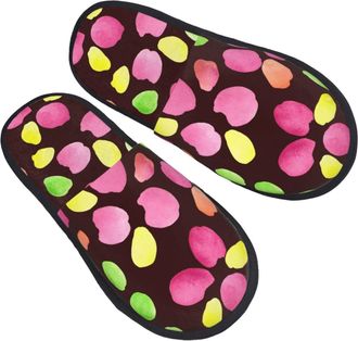 Generic Fluffy Slippers Watercolor Spots Unisex House Slippers Warm Anti-Slide Slipper For Women Indoor Men M