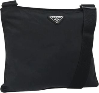 Prada Pre-owned Nylon Crossbody Tas - Dames - Vintage Schoudertas - Zwart - ONE Size - Nylon - Vintage