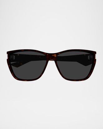 Saint Laurent Square Logo-Print Sunglasses