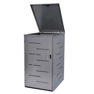 Hhg Hhg - Tapa De Cubo De Basura 323, Caja De Cubo De Basura Tapa De Cubo De Basura, Extensible 117x66x80cm, Acero Inoxidable 30kg