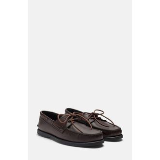 Scarosso Morgan Boat Shoes in Dark Brown - Calf at Nordstrom, Size 43.5