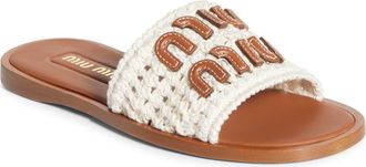 Miu Miu Crochet Slide Sandal in Off White at Nordstrom, Size 10.5Us