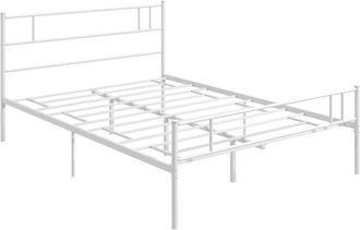 HOMCOM Metal Bed Frame w/ Headboard and Footboard, Underbed Storage Space Double - White - Homcom