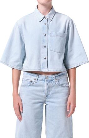 A Gold E Tomine Boxy Denim Button-Up Shirt in Pause Light Indigo at Nordstrom, Size X-Large