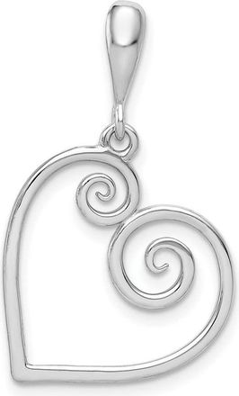 Diamond2Deal 14K White Gold Swirl Heart Pendant