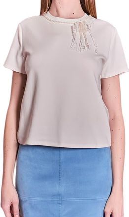 English Factory Imitation Pearl Trim Top in White at Nordstrom, Size X-Small