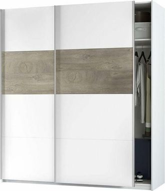 HOGAR 24 Armario con 2 puertas correderas, Color Blanco Artik y Roble Alaska, Medidas: 180 x 200 x 60 Cm