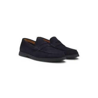 BOSS Suede loafers with logo penny trim