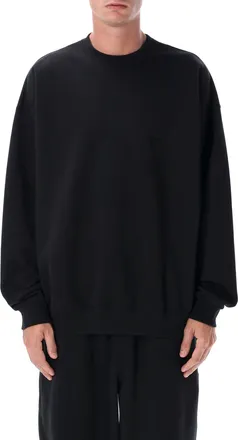 Yohji Yamamoto Oversized Crewneck Cotton Fleece Sweatshirt