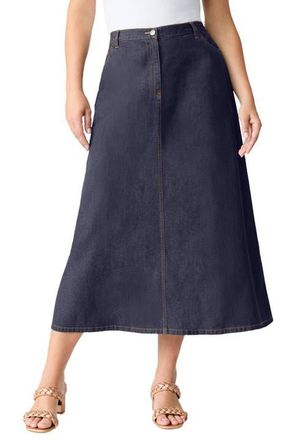 Roaman's Plus Size Easy-Wear A-Line Skirt in Indigo Wash at Nordstrom, Size 16