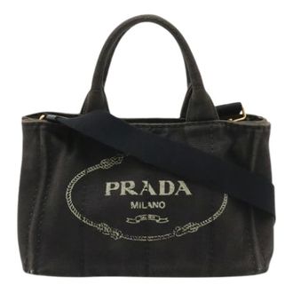 Prada Pre-owned Tote Bags, female, Black, Size: ONE SIZE Pre-owned Canapa Tote Bag