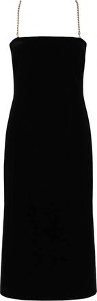 Ferragamo Womens Midi Tube Dress With Twisted Chain Straps In Black