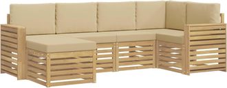vidaXL Conjunto De Sof&aacute;s De Exterior 6 Uds. Y Beige Poli&eacute;ster Vidaxl