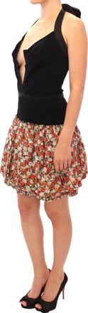 Dolce & Gabbana Womens Multicolor Floral Bubble Halterneck Dress Cotton