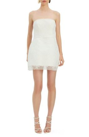 Bardot Franca Strapless Lace Minidress in Ivory at Nordstrom, Size 10