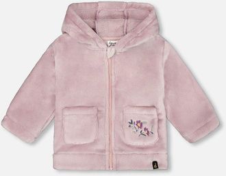 Deux par Deux Hooded Zip Plush Jacket in Neutral Purple at Nordstrom, Size 24M