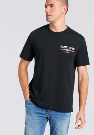 GANT T-Shirt GANT GRAPHIC SS T-SHIRT, Herren, Gr. XXL, schwarz, Jersey, Obermaterial: 100% Baumwolle, regular fit, Rundhals, Shirts T-Shirt, Print, Rundhal