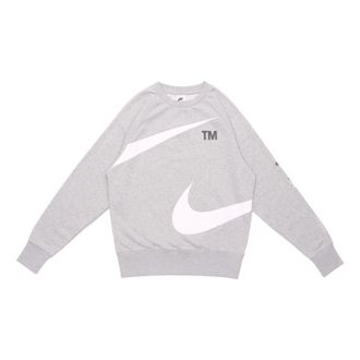 Nike Mens Nike Swoosh Ft Crew Large Logo Printing Knit Round Neck Pullover Autumn Gray DD6097-063