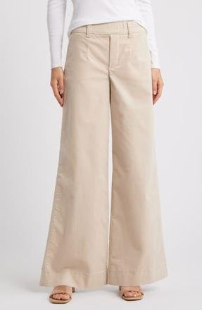 Wit & Wisdom AbSolution Skyrise Pull-On Wide Leg Twill Pants in Stone at Nordstrom Rack, Size X-Large