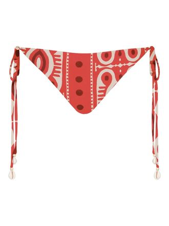 Johanna Ortiz Sagrado printed tie bikini bottom - women - Polyamide/Elastane - L - Red