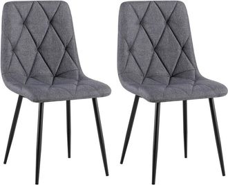 Clp Set di 2 sedie da pranzo Clairton grigio scuro Tessuto