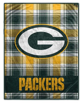Pegasus Sports Green Bay Packers Nfl Team Helmet Oversized Plaid Blanket