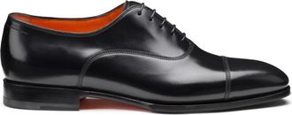 Santoni Leren Oxford Schoen - Heren - Nette schoenen - Zwart - 41 1/2 EU - Leer - Schoenen