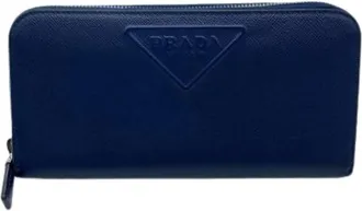 Prada Pre-owned Wallets, male, Blue, Size: ONE SIZE Pre-owned Long wallet (bi-fold)