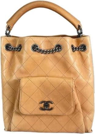 Chanel Pre-owned Vintage Bucket Bag - Dames - Vintage Tas - Beige - ONE Size - Leer - Vintage