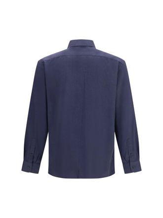 Brunello Cucinelli Mens Cotton Shirt Navy Cotton; Lyocell