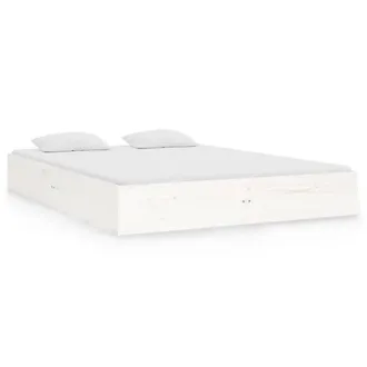 Berkfield Home Bed Frame White Solid Wood 140x190 cm