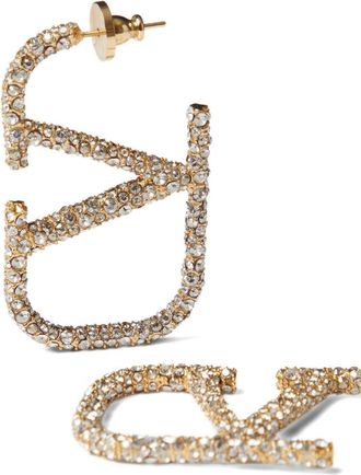 Valentino Garavani VLogo Signature Swarovski Crystal Earrings - Gold