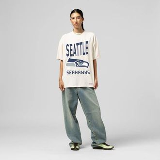 Mitchell & Ness Womens Mitchell & Ness Cream Seattle Seahawks Logo Rise Boyfriend T-Shirt at Nordstrom, Size Xx-Large