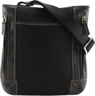 Celine Pre-owned Cross Body Bags, male, Black, Size: ONE SIZE Pre-owned Macadam Nylon Canvas Leather Shoulder Bag