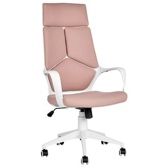 Beliani Silla De Oficina De Tela Giratoria Con Altura Ajustable Reclinable Espuma Moldeada Por Inyecci&oacute;n Rosa Melocot&oacute;n Delight