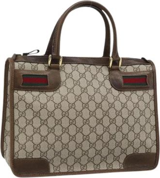 Gucci Pre-owned Vintage GG Canvas Hand Bag - Dames - Vintage Handtas - Beige - ONE Size - Leer - Vintage