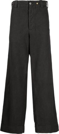 Objects IV Life logo-plaque wide-leg trousers - men - Elastane/Organic Cotton - 32 - Grey